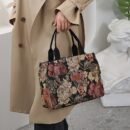 Women's Tote Bag New Product, Thickened Knitted Jacquard Fabric, Tote Bag, Work Portable Shopping Bag, Outing Storage Bag, Women's Bag, Retro, Large Capacity, Ethnic Style, Daily Use, Back-to- Season, Ramadan Festival, Square Bag, hand-carried bag, suitable for and office