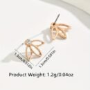 [1 Pair Golden Earrings] 1 Pair Elegant Golden-Tone Leaf Stud Earrings with Sparkling Rhinestones | Rose Golden Finish, Perfect for Casual Attire & Parties, Sophisticated Accessories