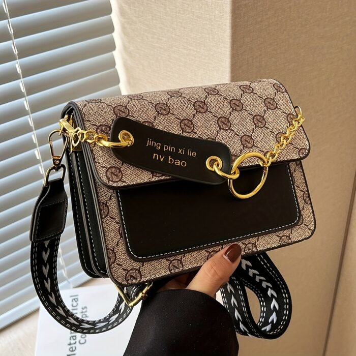 LABOONOO Chic Shoulder Bag - Geometric Pattern, Large Capacity, Magnetic Closure, Golden-Tone Hardware, Versatile Casual Style, Polyester Lined, Non-Washable, Everyday Bag|Chic Geometric Bag| Bag, Bags for Purse - Image 10