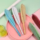 6pcs Multicolor Feather Ballpoint Pens, Fine Point PVC Writing Pens with Metallic Accents for Office & School Use (Assorted Colors)