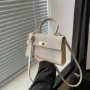Elegant White Crossbody Bag with Golden-Tone Hardware & Floral Embossed Design - Versatile Women'S Shoulder Bag for Walking, Shopping, Travel, and Parties - Lock Closure, Detachable Strap, Everyday Carry Bag | Elegant Women'S Bag | Glossy Finis