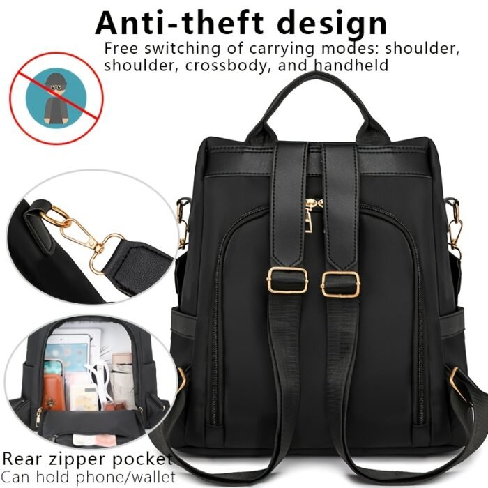 Stylish Floral Embroidered Backpack - Lightweight Anti-Theft Large Capacity Unisex Daypack with Adjustable & Detachable Straps, Zipper Closure, Polyester Lining for Commuting, Travel, School, Travel Backpack - Image 11