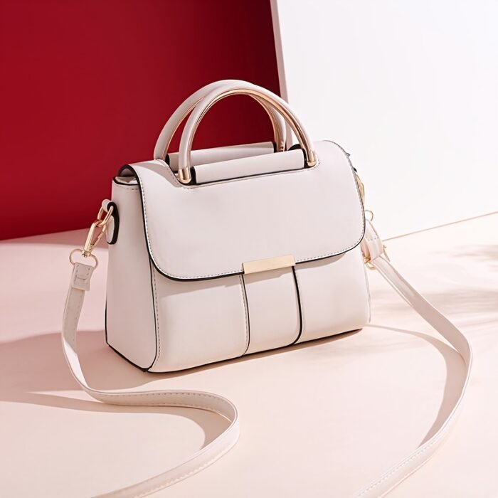 Women's Casual Chic Convertible Shoulder Bag - Premium with Detachable Adjustable Strap, Golden-Tone Accents & Zipper Closure, Solid Color Versatile Handbag for Travel, Shopping, Parties, Ladies Bag, Party Accessory, Goldtone Hardware, Shopping Tote, Minimalist Style, Durable Material, Crossbody Purse, Working Professionals - Image 6