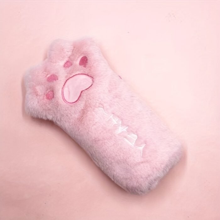 Cute Plush Cat Paw Pen Case, Large Capacity Korean Style Ins Fashion Stationery Pencil Pouch, Adorable Fluffy Pencil Holder for School and Office Supplies - Image 5