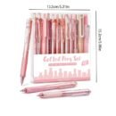 Pastel Gel Ink 0.5mm Fine Point Retractable Four Candies 12Pack Pen Set, 11 Pack Black Ink Pens with 1Pack Highlighter for Writing, Cute Note Taking Pens for School Office
