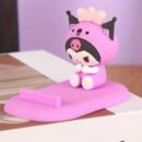 1pc Cute 3D Cartoon Character Phone Stand - PVC, Non-Waterproof, Ideal for Desk & Bedside, Pink Bow Design, Perfect for Mobile Phones, Desk Accessories