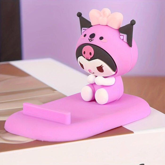 1pc Cute 3D Cartoon Character Phone Stand - PVC, Non-Waterproof, Ideal for Desk & Bedside, Pink Bow Design, Perfect for Mobile Phones, Desk Accessories - Image 5