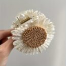 Single Bohemian Sunflower Hair Clip - Faux Flower Hair Accessory with Layered Petals & Yellow Centers, Beige & Brown Striped Design for Women, Casual Vacation & Everyday Hairstyles (Khaki//Yellow), Cute Hair Accessories, Vibrant Floral Accessory, Intricate Petal Texture