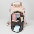 Ethnic-Inspired 3D Floral Embroidery Backpack for Women - Soft Nylon, Casual Style, Utility Pocket, Non, Black, Beige, Blue, Casual Travel Bag|Ethnic Embroidery Bag|Durable Zipper Closure, Backpack