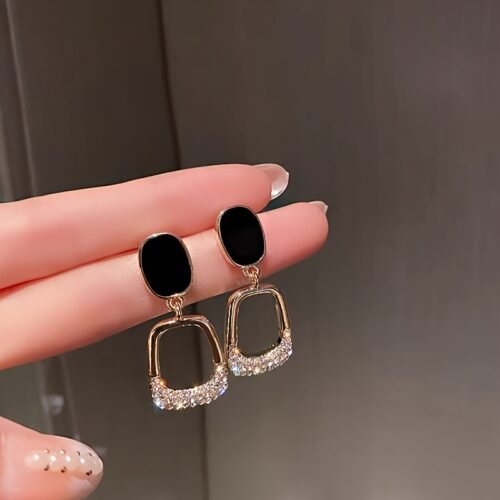 Elegant Minimalist Geometric Earrings for Women - Copper Alloy Dangle Earrings with Accents, Versatile for Work, Daily Wear & Mother’s Day Gifts, Daily Wear Earrings | Geometric Jewelry | Embellishment, Novelty Earrings