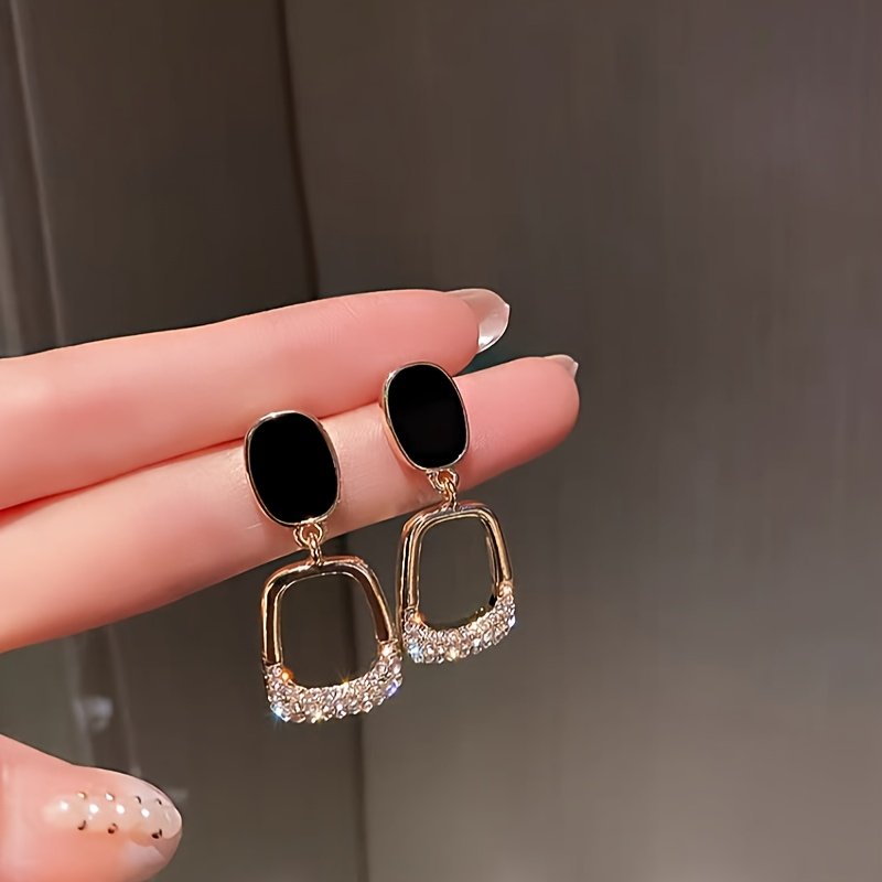 Elegant Minimalist Geometric Earrings for Women - Copper Alloy Dangle Earrings with Accents, Versatile for Work, Daily Wear & Mother’s Day Gifts, Daily Wear Earrings | Geometric Jewelry | Embellishment, Novelty Earrings