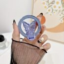 1pc Glitter Butterfly Stand Ultra-Thin Magnetic Wireless Charging Foldable Back Adhesive Phone Case Universal Ring Holder