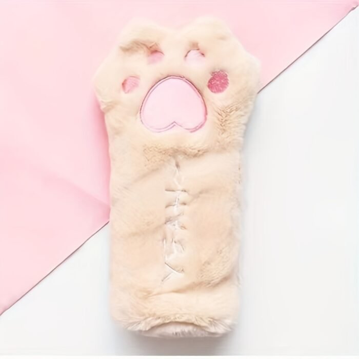 Cute Plush Cat Paw Pen Case, Large Capacity Korean Style Ins Fashion Stationery Pencil Pouch, Adorable Fluffy Pencil Holder for School and Office Supplies - Image 10