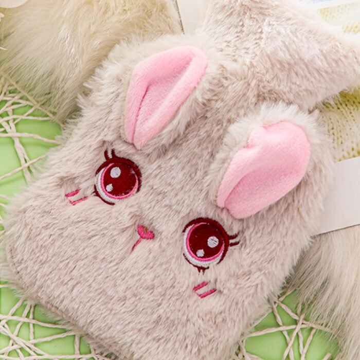 1pc Cute Bunny Plush Hot Water Bottle - Soft Pink & Gray Rabbit Ear Hand Warmer for Winter Comfort, Cozy Fleece Material, Adorable Design for Cold Weather - Image 9