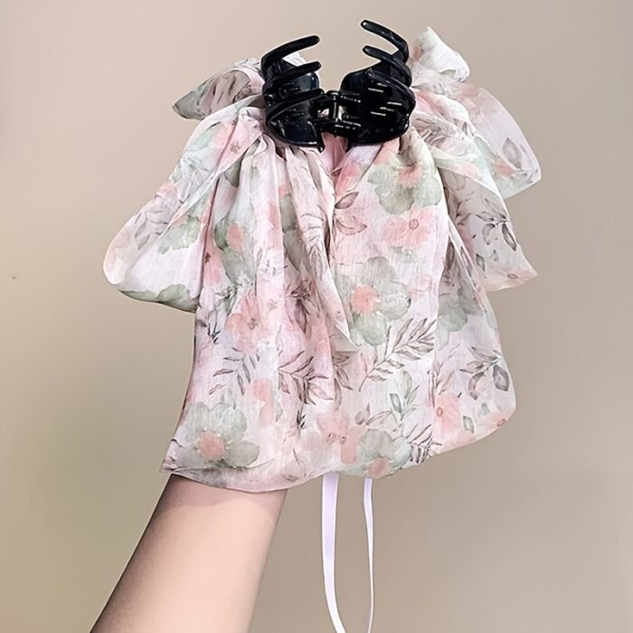 1pc Large Floral Bow Hair Claw Clip - Blue Orange Black White Spring Summer Hair Accessories for Women, Mother’s Day Gift, Party & Everyday Use, Hair Styling Accessories, Elegant Hairpiece - Image 7