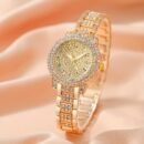 [Single-piece Luxurious Quartz Watch] Luxurious Single-piece Ladies' Fashion Quartz Watch With A Golden Dial And Golden Hands, Perfect For Eid And Mother's Day Gifts.
