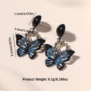 1 Pair of French Style Sweet And Cool Hot Feeling Forest Black And Blue Color Matching Butterfly Earrings Suitable for Women to Wear at Daily Gatherings And Parties