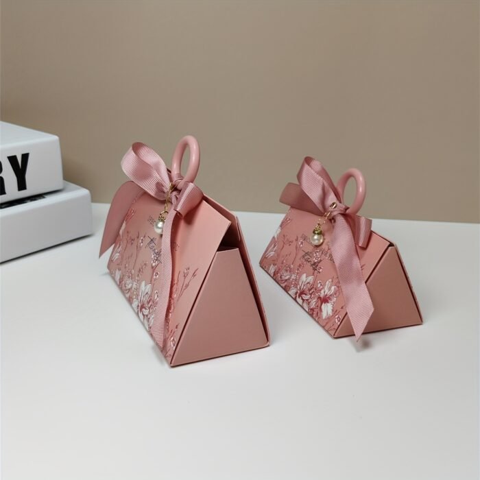 20pc Small And Large Multi-colored Hot Stamping Paper Gift Boxes, European-style Triangular Pearl Floral Hand-held Candy Boxes, Muffins, Candles, Jewelry Gift Packaging Boxes For Mother's Day, Weddings, Birthdays, Anniversaries, And Holiday Parties. - Image 2