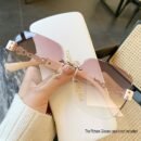 [Stylish Eyeglasses] Stylish Eyeglasses | Chain Temple Large Frame Retro Rimless Edge Trimmed Glasses