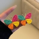 1 Pair Bohemian Colorful Butterfly Earrings for Women, KC Golden-Plated Lightweight Dangle Earrings with Multicolor Gradient Design, Perfect for Daily Wear, Parties, Travel & Gifts for Girlfriend/Mother, Cute Earrings, Party Accessories, Artistic Craftsmanship