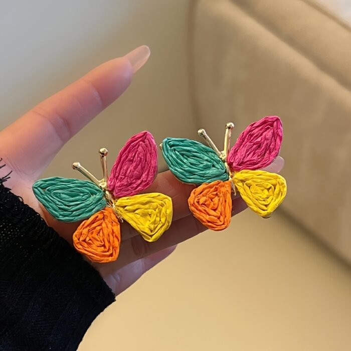 1 Pair Bohemian Colorful Butterfly Earrings for Women, KC Golden-Plated Lightweight Dangle Earrings with Multicolor Gradient Design, Perfect for Daily Wear, Parties, Travel & Gifts for Girlfriend/Mother, Cute Earrings, Party Accessories, Artistic Craftsmanship - Image 5