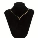 Golden-Tone V-Shaped Pendant Snake Chain Necklace for Women - Minimalist Bohemian Zinc Alloy Layered Jewelry, Versatile Everyday Necklace for Casual & Formal Outfits, Valentine's Day Gift Idea, Fashionforward Accessory, Elegant Design, Durable Jewelry, Statement Jewelry, Women's Fashion