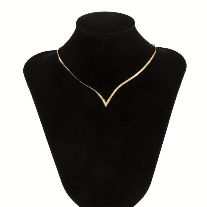 Golden-Tone V-Shaped Pendant Snake Chain Necklace for Women - Minimalist Bohemian Zinc Alloy Layered Jewelry, Versatile Everyday Necklace for Casual & Formal Outfits, Valentine's Day Gift Idea, Fashionforward Accessory, Elegant Design, Durable Jewelry, Statement Jewelry, Women's Fashion - Image 5