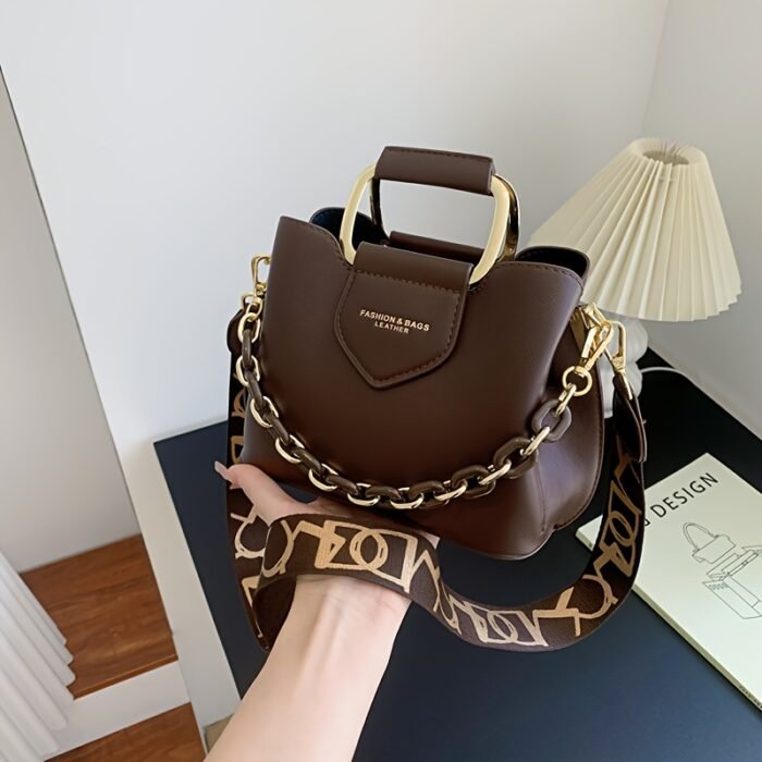 Women's Adjustable Crossbody Bag with Golden Chain Accents - Multi-Color Shoulder Purse, Magnetic Closure & Quilted Design for Work, Casual, Parties - Versatile Handbag for Everyday Use, Crossbody Purse, Casual Outings Accessory, Versatile Fashion Accessory, Polyester Interior - Image 5