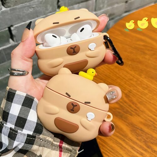 1pc Kapibala Silicone Protective Case for Airpods 1/2&Pro - Wireless Earbud Cover, Earphone Shell, for iPhone(Headphones Not Included)