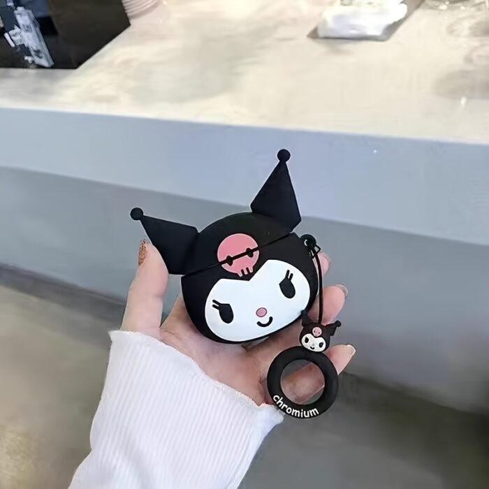 Sanrio New Creative Cartoon 3D Devil Kuromi Silicone Lanyard Earphone Protective Case, Compatible with AirPods Pro 2nd Generation and Apple Headphones, AirPods 3 Wireless Wireless Cover - Image 3