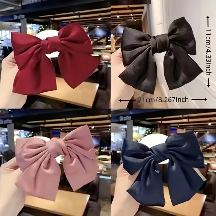 1pc fabric bow hairpin, women solid color bow hair accessories, multiple colors available, suitable for daily travel, party, gathering, date, suitable for all hair types, ideal for gifts - Image 2