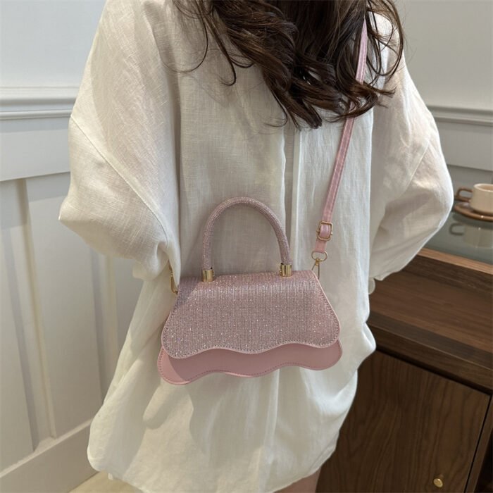Women's Casual Crossbody Bag - Retro Glitter Synthetic Leather Small Square Purse with Adjustable Strap & Magnetic Closure, Khaki/Mixed/Black/Pink, Versatile for Everyday & Special Occasions, Crossbody Purse, Fashion Accessory, Chic Handbag, Durable Material, Compact Handbag, Stylish Women - Image 8