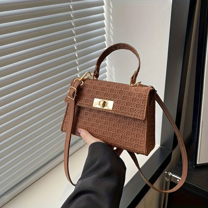 Elegant White Crossbody Bag with Golden-Tone Hardware & Floral Embossed Design - Versatile Women'S Shoulder Bag for Walking, Shopping, Travel, and Parties - Lock Closure, Detachable Strap, Everyday Carry Bag | Elegant Women'S Bag | Glossy Finis - Image 11
