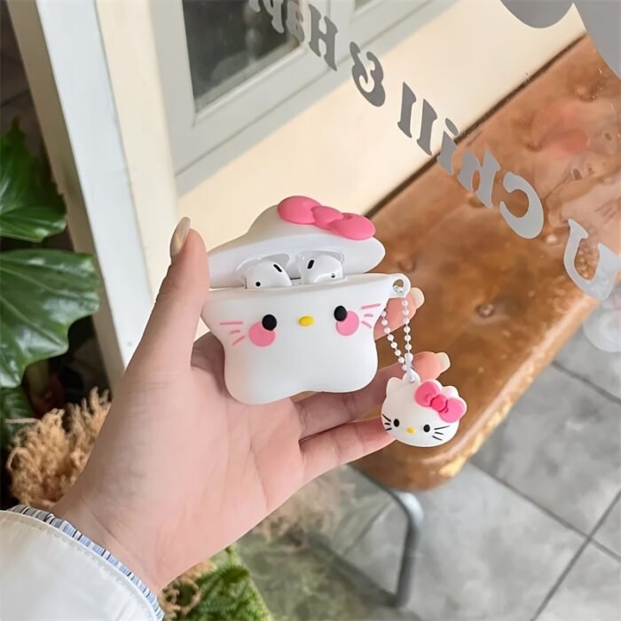Official Sanrio Hello Kitty Star Theme Silicone Case for AirPods Pro - Cute Cartoon Design, Suitable for 1st/2nd/3rd/4th Generation Wireless Earphones