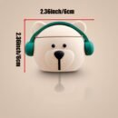 Three-dimensional Cartoon Music Bear Shaped Headphone Case Protective Shell Wireless Headphone Case Suitable for AirPods1/2/3/Pro 2nd Generation