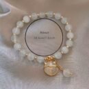 1pc Elegant Opal Bead Bracelet with Chic Cat Pendant – Vintage Bohemian Style, Perfect for Daily Wear or Special Occasions, Ideal Gift for Friends, All-Season Accessory, Cute Bracelets