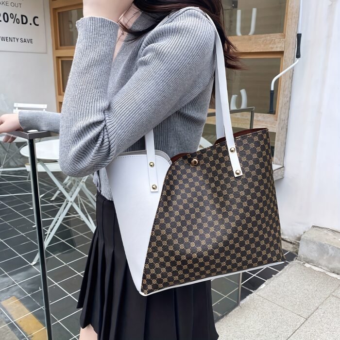 Women's Lightweight Tote Bag - Minimalist Magnetic Closure Large Capacity Shoulder Bag for Office, College, Commute - White, Pink, Black, Everyday Carry, Sleek Handbag, Durable Construction, Spacious Handbag, Working Professionals - Image 13