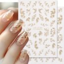 2pcs Golden Glitter Leaf Design Nail Stickers, Self-Adhesive Willow Leaf Pattern for DIY Salon, Women and 'S Nail Art Supplies LS-J