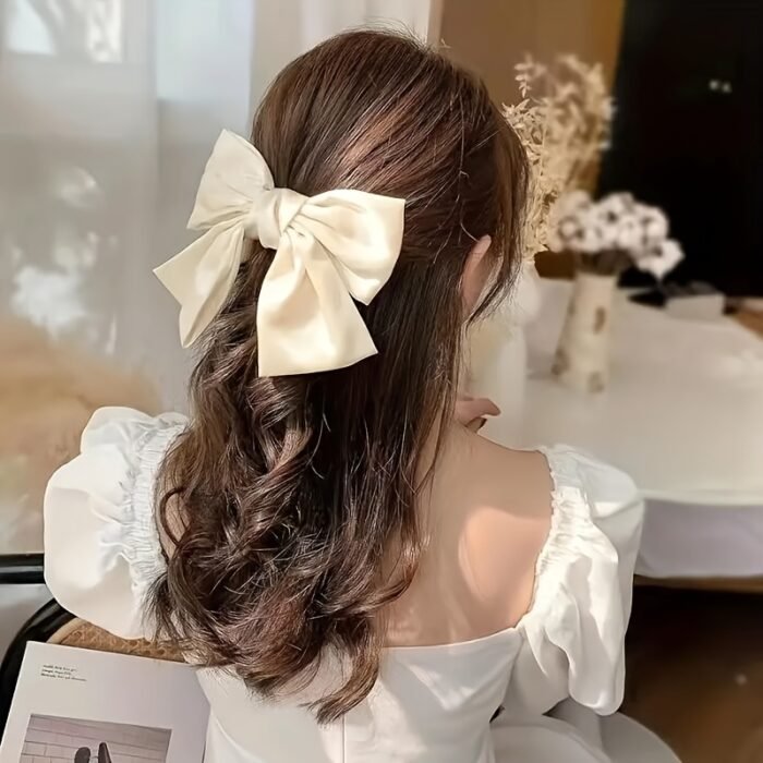 1pc fabric bow hairpin, women solid color bow hair accessories, multiple colors available, suitable for daily travel, party, gathering, date, suitable for all hair types, ideal for gifts - Image 4
