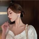 Elegant Boho-Chic Purple Artificial Crystal Flower Stud Earrings for Women - 925 Sterling Silver Posts, Versatile Fashion Accessory for All Seasons, Perfect for Gifts and Banquets