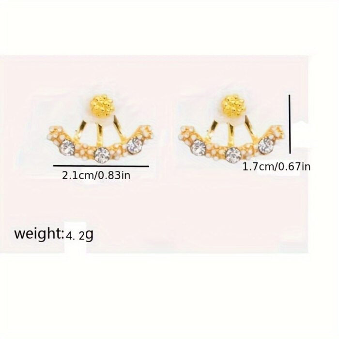 [New Flower Hanging Earrings Studs] Daisy New Korean Fashion Earrings Flower Back Hanging Studs - Image 4