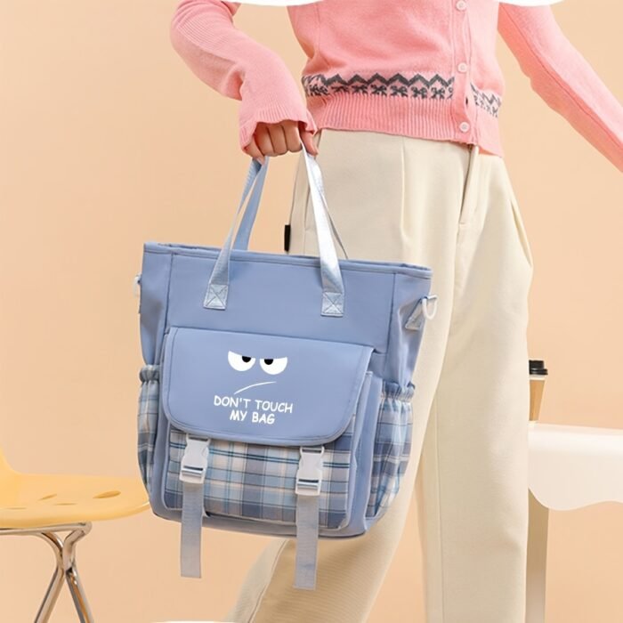 1pc "Don't Touch My Bag" Printed Large Capacity Crossbody Bag - Lightweight, Durable Polyester with Adjustable Strap, Multi-Pocket Design for Daily Use, Travel Shoulder Bag|Playful Graphic Tote|Polyester Lined - Image 6