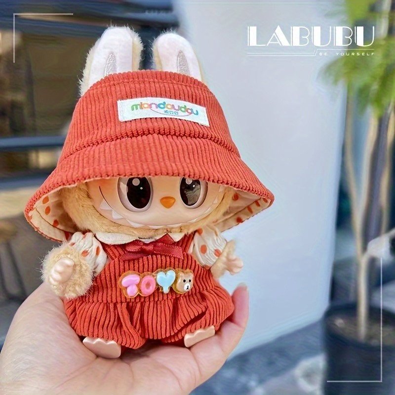 Mini Labubu Doll Clothing Set - Cute Matching Accessories, Labubu Fairy Series Mystery Box Outfit 3pcs Set in Morandi Color, Detachable Strap for 16.51-17.78 cm Dolls