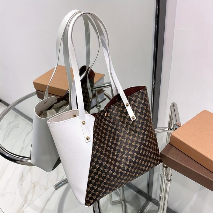 Women's Lightweight Tote Bag - Minimalist Magnetic Closure Large Capacity Shoulder Bag for Office, College, Commute - White, Pink, Black, Everyday Carry, Sleek Handbag, Durable Construction, Spacious Handbag, Working Professionals - Image 7
