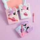 Adorable Mini Notebook with Cute Cat Design - Portable Small Diary with Pen Pocket, Ideal Gift for Students, Polyester Cover, Pink and White, Diary Accessories | Playful Design | Durable Cover