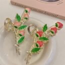 [1pc Strawberry Hair Claw] 1pc Trendy Strawberry Metal Hair Claw, Girl's Ponytail Large Hair Clip Accessories Headwear