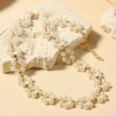 [Retro Minimalist Necklace] Golden-Tone Women's Retro Minimalist Necklace | JQ7221 Imitation Pearl Chain, Lightweight Elegant Clavicle Chain for Daily Wear & Parties | Timeless Versatile Jewelry Gift, Party Accessory, Casual Chic Accessory, Trendy Style, Delicate Craftsmanship, Fashion Lovers