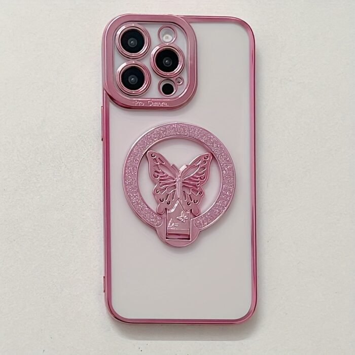 1pc Glitter Butterfly Stand Ultra-Thin Magnetic Wireless Charging Foldable Back Adhesive Phone Case Universal Ring Holder - Image 10