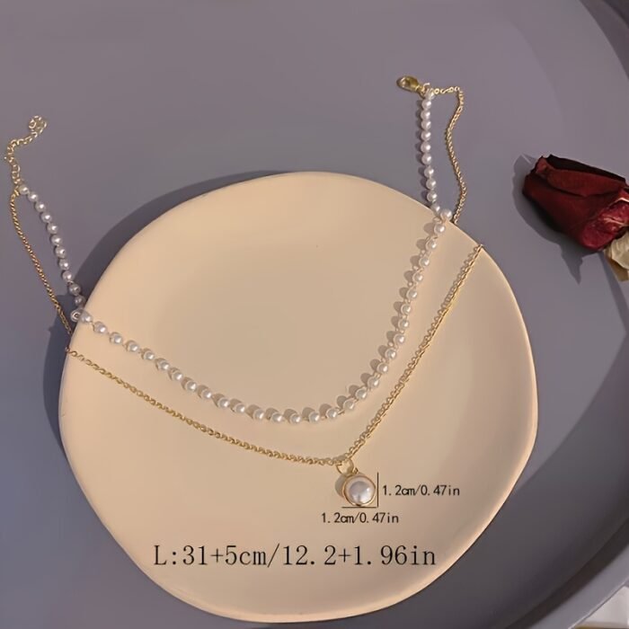 [Baroque Choker] Exquisite Baroque 1pc Double-Layer Faux Choker Necklace | Elegant Banquet Choker Party Jewelry, Daily Wear Jewelry for Girls and Women - Image 5