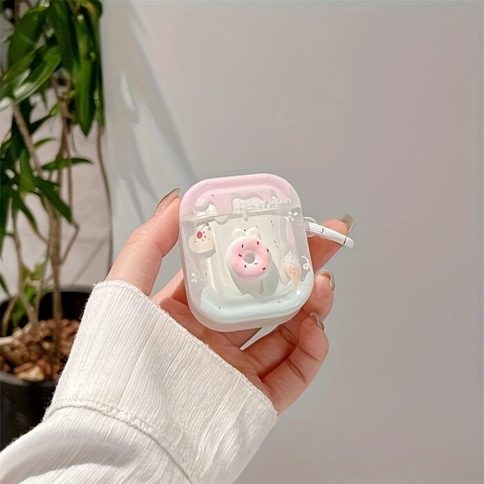 Pink donuts suitable for Apple wireless Wireless AirPods Pro 1, 2, 3 earphones silicone protective case for women - Image 2
